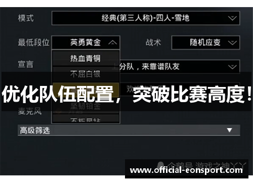 优化队伍配置，突破比赛高度！